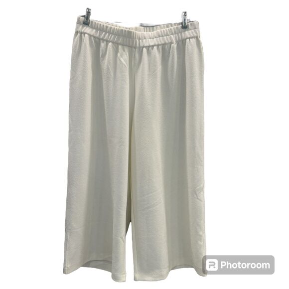 Joan Rivers Wide Leg Trousers Beige Palazzo Pant Crepe Casual Office School Wear - Picture 1 of 4
